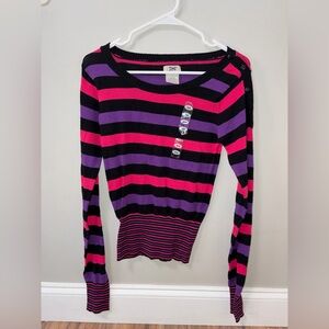 725 originals purple pink stripes Long Sleeve nwt vtg y2k slim fit M jrs stretch